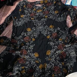 Free People Smooth Talker Black Dress with Floral Accents